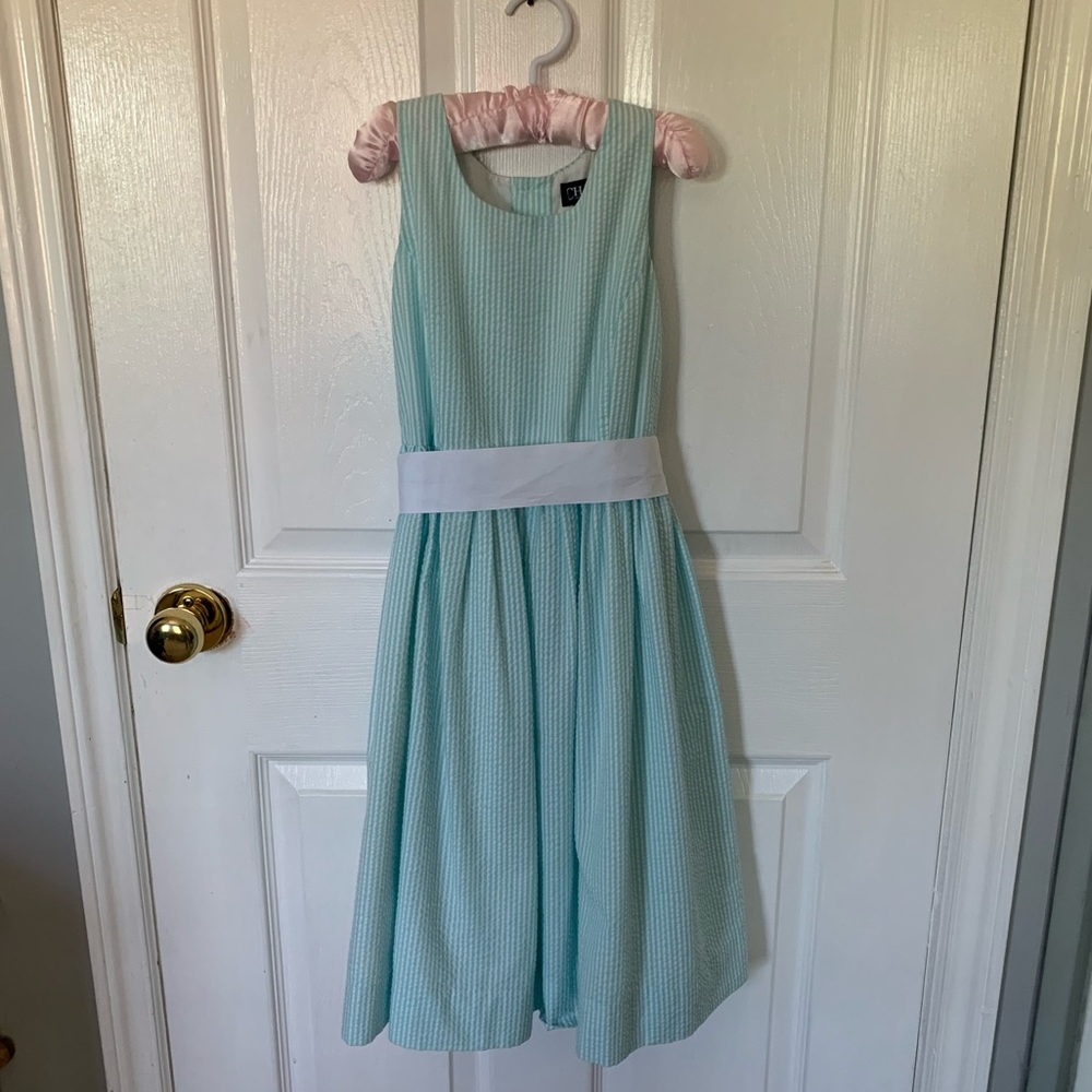 Kids light blue and white dress